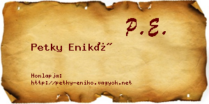 Petky Enikő névjegykártya